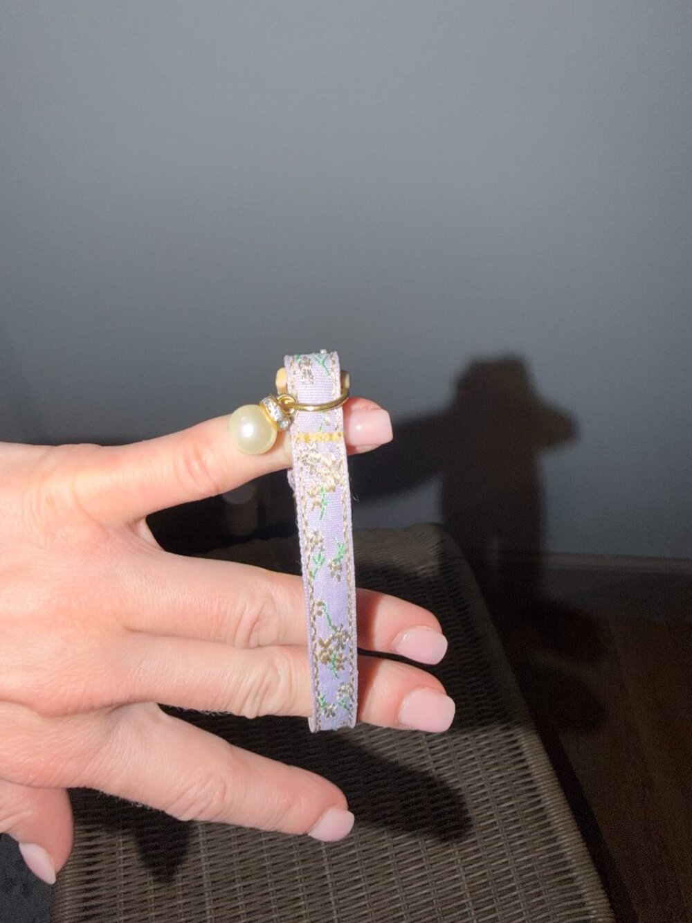 Lavender Floral Embroidered Kitten Cat Collar XS Breakaway